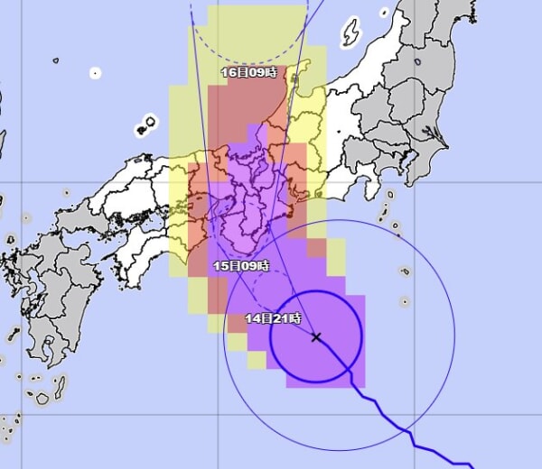 【2023年台風7号】15日明け方に潮岬上陸、昼に神戸・大阪・京都を直撃